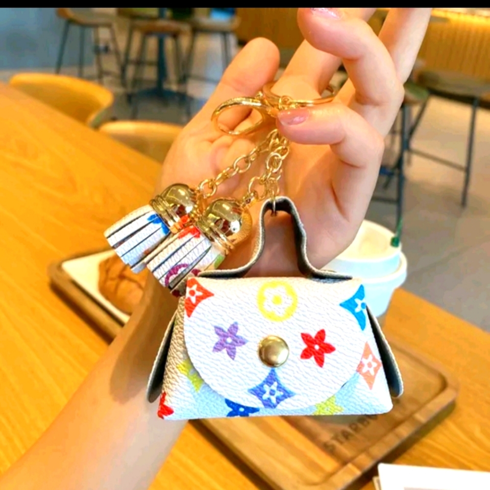 Multicolored Mini Coin Bag/Tassel Keychain